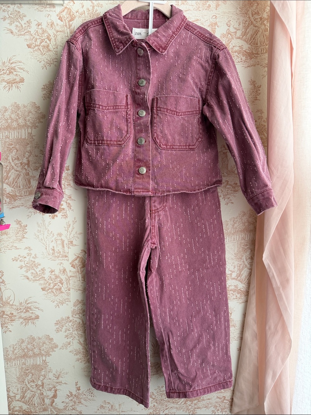 Zara Kids Rose Pink Two-Piece Denim Set